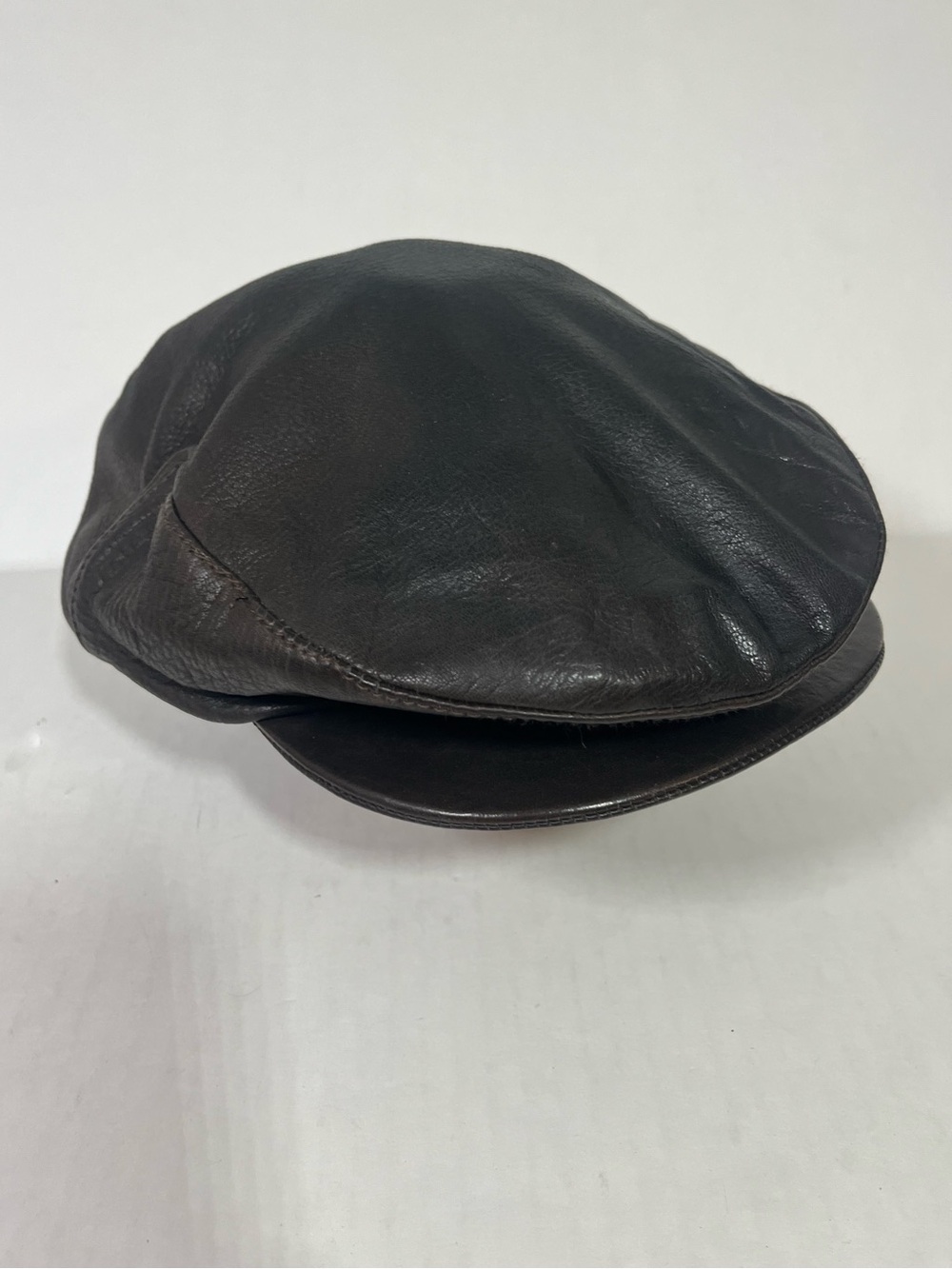 Orvis Dark Brown Leather Newsboy Cap